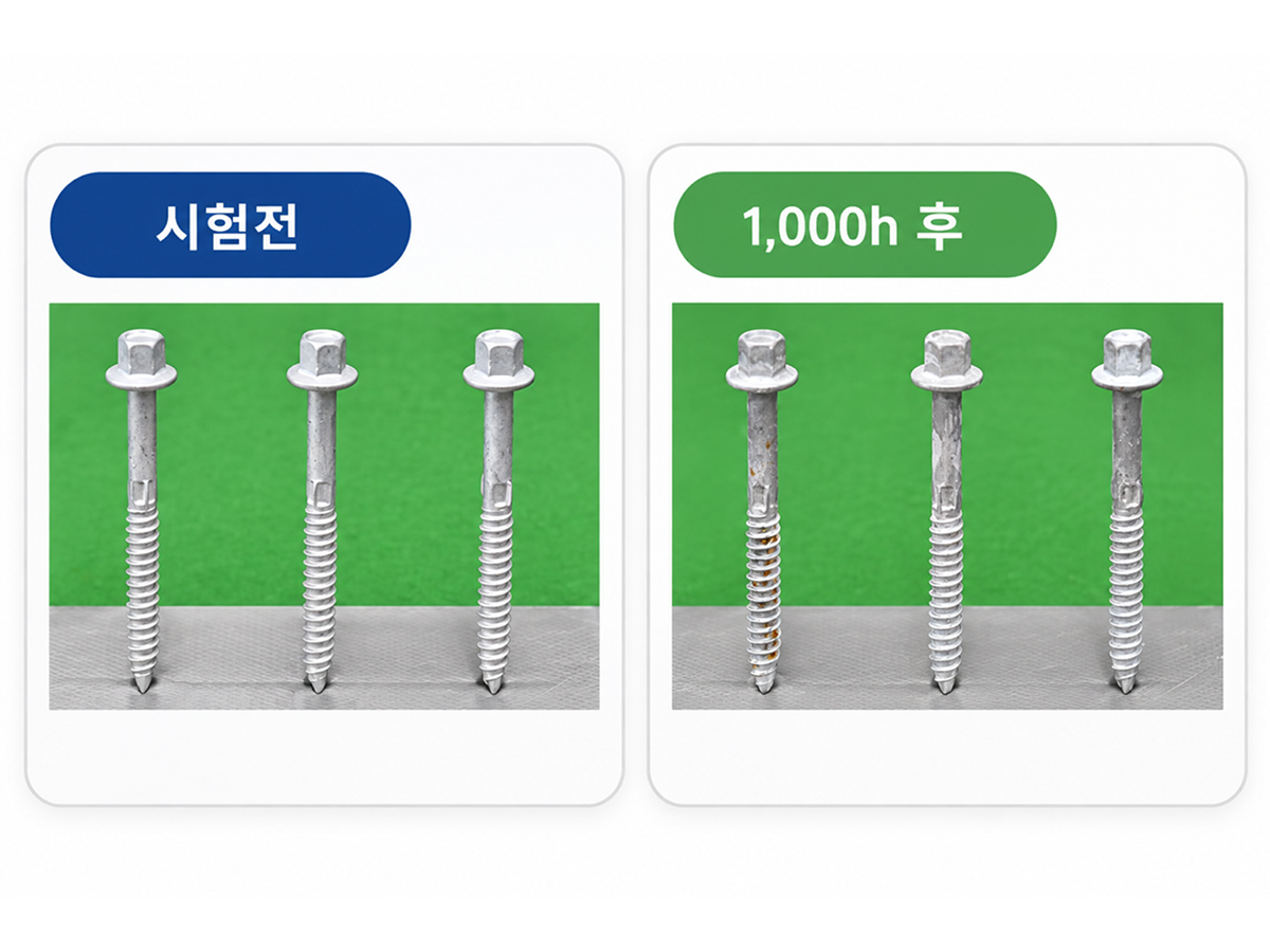KTR 염수분무시험 시험 전과 1,000시간 후 비교